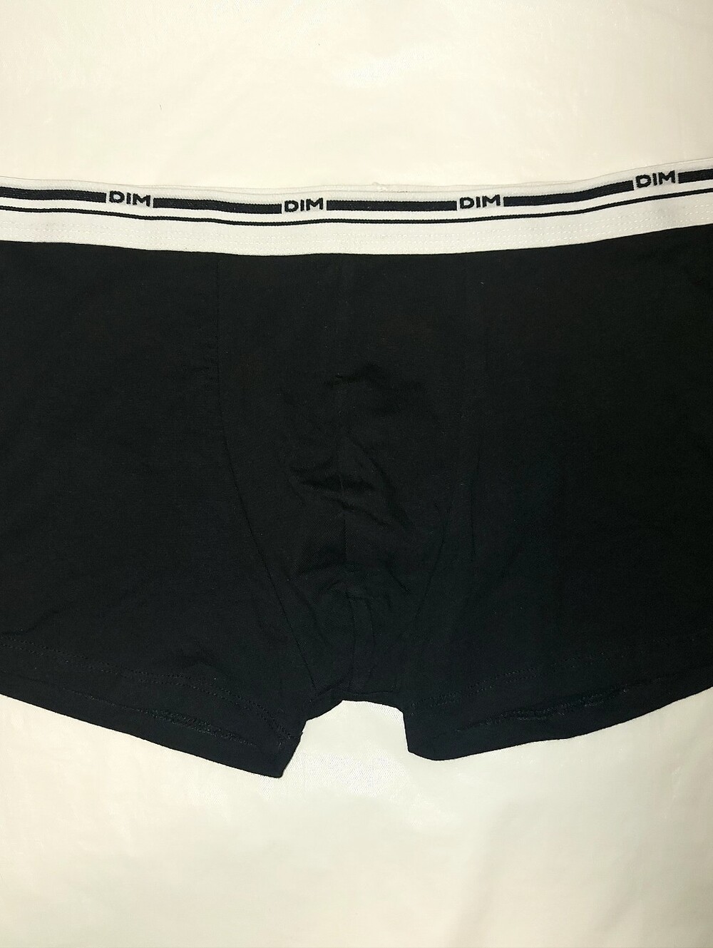 DIM Men's Black Cotton Boxer Briefs White Waistband